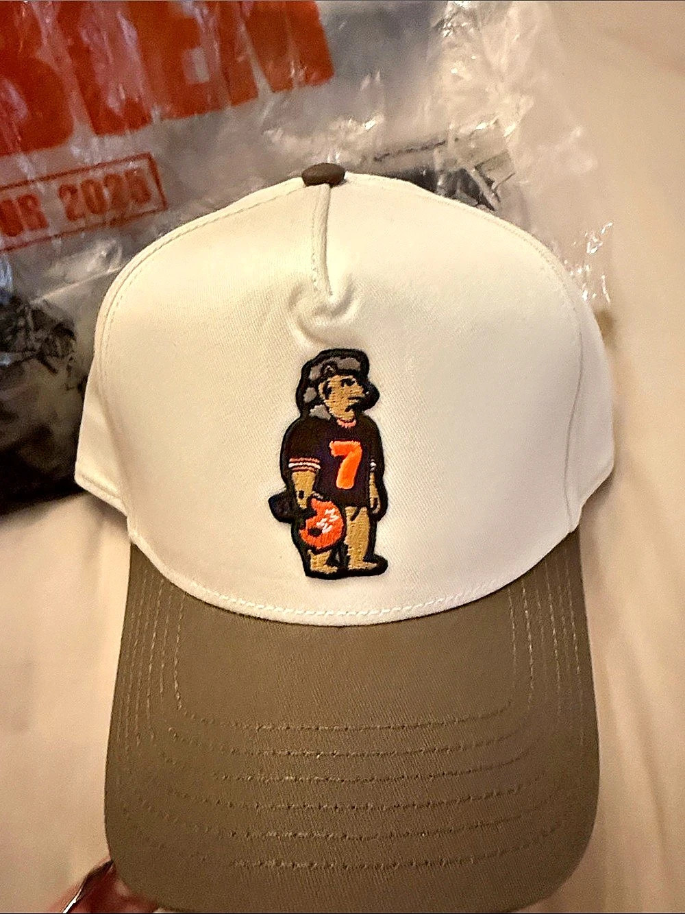 Official 2025 Norris Bear Cleveland Brown Baseball Hat White & Brown New